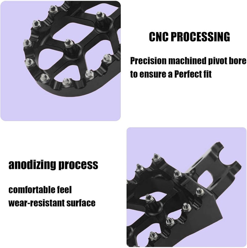 Adsspro Motorcycle CNC Foot Pegs Rests Footpegs For CR125 CR250 02-07 CRF150R 07-21 CRF250R 04-21 CRF250X 04-17 CRF250RX 19-21 CRF450R 02-21 CRF450RX 17-19 CRF450X 05-21 CRF450L 2019 Dirt Bike (Black) - Image 5